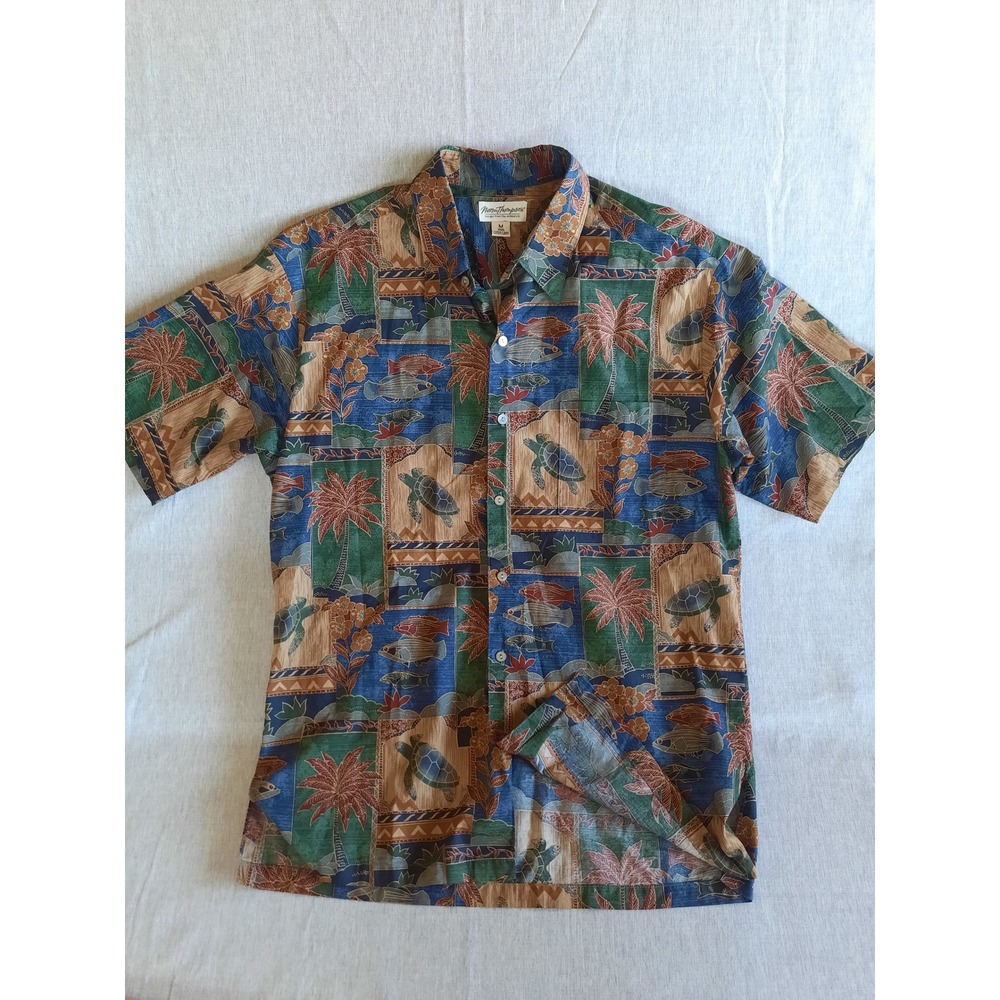 Tom Thompson Medium Cotton Lawn Hawaiian Summer Button Shirt by Tori Richard USA